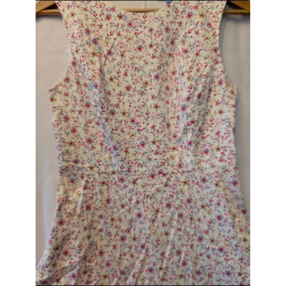 Draper James Floral Fit and‎ Flare Midi Dress White Pink Sleeveless Size 0